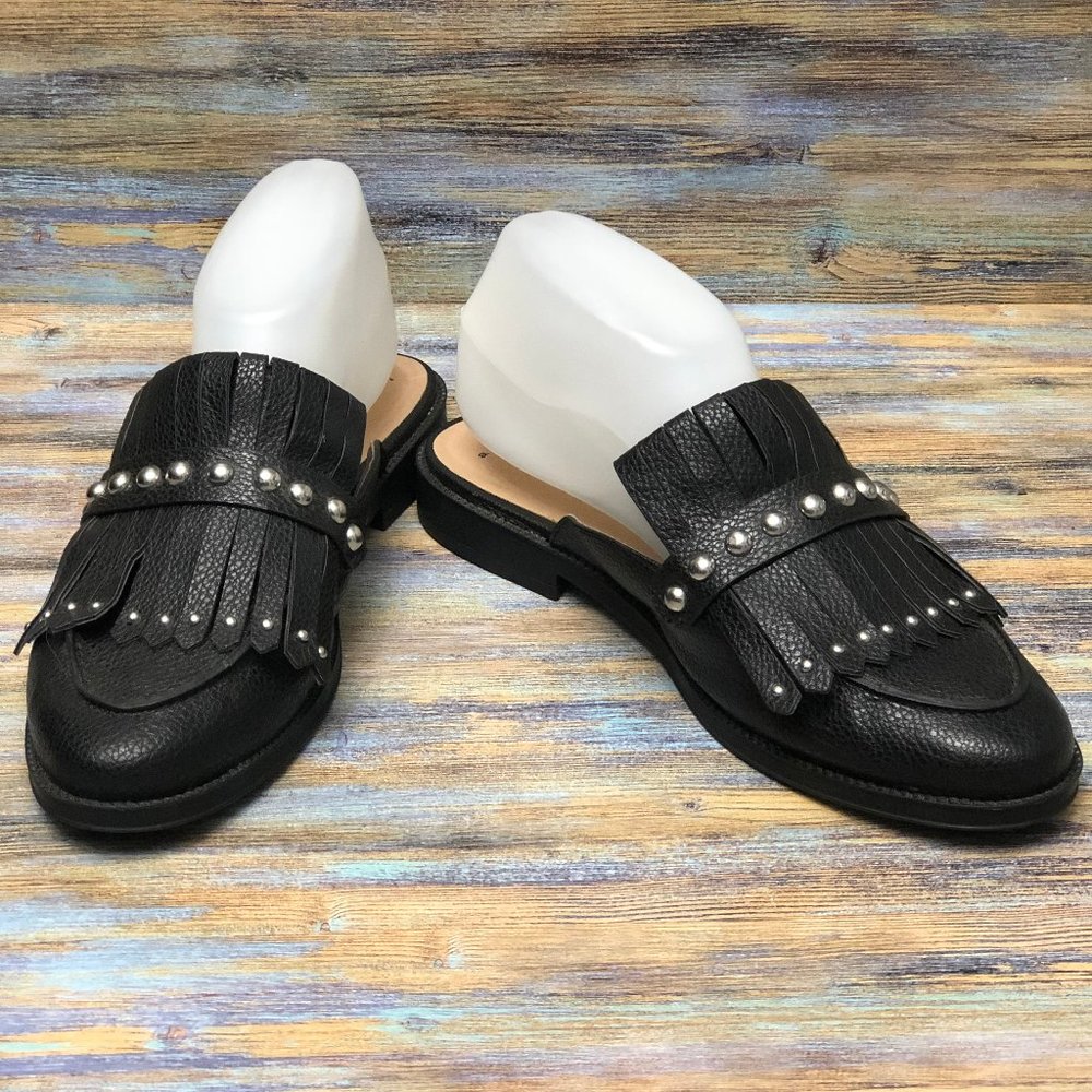 A New Day Studded Kiltie Flats Slip On Black Women's Size 8.5